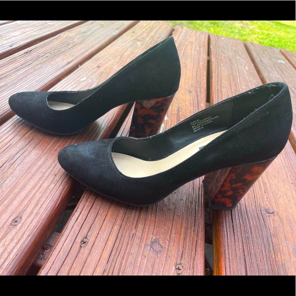 Farylrobin Black Suede Tortoise Block Heels - image 1